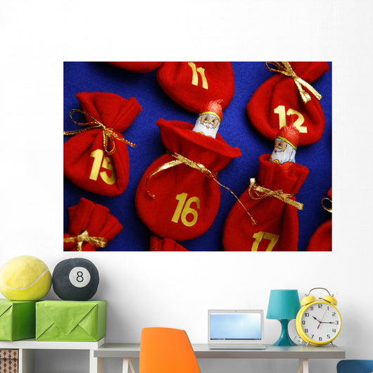 Focused on Santa Claus in Advent calendar Wall Mural