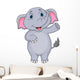 Cute elephant cartoon waving hand Wall Decal