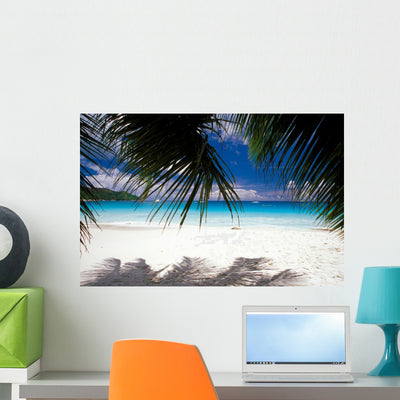 White Sand Beach Wall Mural shown on a wall