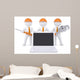 Team 3d humans with tools near the laptop Wall Decal