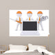 Team 3d humans with tools near the laptop Wall Decal