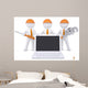 Team 3d humans with tools near the laptop Wall Decal