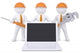 Team 3d humans with tools near the laptop Wall Decal