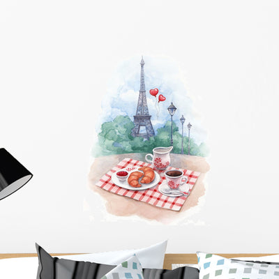 Watercolor with Illustration Eiffel shown on a wall
