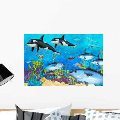 Coral Reef Wall Mural shown on a wall