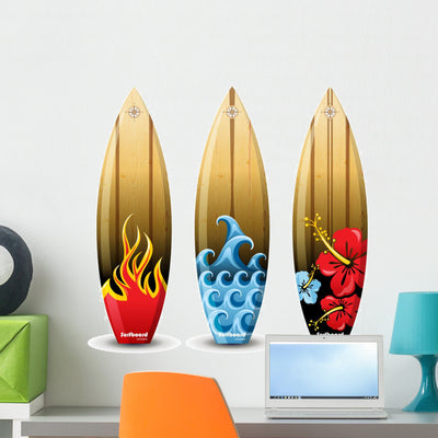 Surf Boards shown on a wall