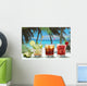 alcohol cocktails with fruits on white exotic sea Wall Mural