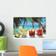 alcohol cocktails with fruits on white exotic sea Wall Mural