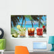 alcohol cocktails with fruits on white exotic sea Wall Mural