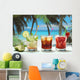 alcohol cocktails with fruits on white exotic sea Wall Mural