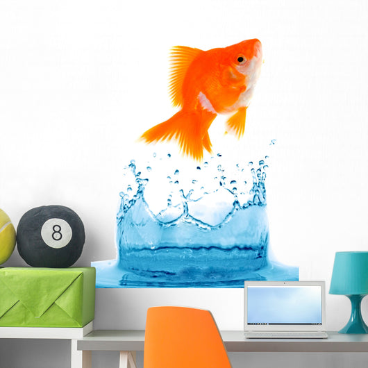 Goldfish is jumping Wall Mural