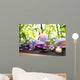 massage in the bamboo garden with violet flowers, candles Wall Mural