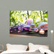 massage in the bamboo garden with violet flowers, candles Wall Mural