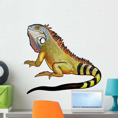 Green Iguana Wall Decal shown on a wall