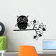 Cute Owl Black and Wall Mural