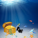 Vector Underwater Treasure Chest Wall Mural