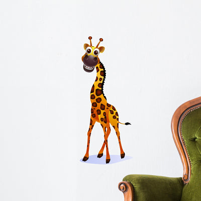 Illustration Cute Giraffe Wall Decal shown on a wall