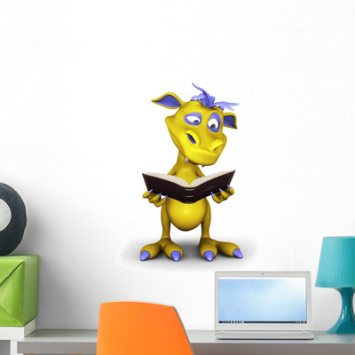 Cute Cartoon Monster Reading shown on a wall