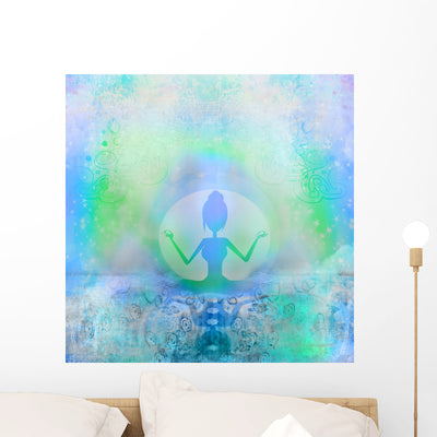 Yoga and Spirituality Wall Mural shown on a wall