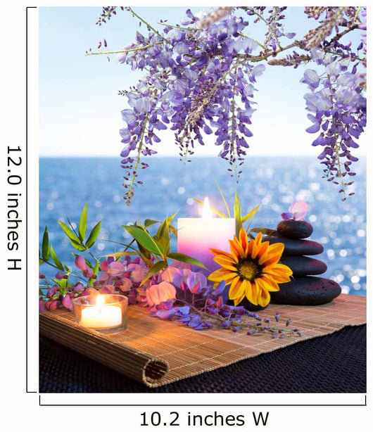 Massage stones, daisies and wisteria - seabed Wall Mural