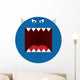 Large round blue monster with sharp teeth Wall Decal