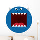 Large round blue monster with sharp teeth Wall Decal