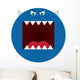Large round blue monster with sharp teeth Wall Decal