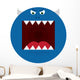 Large round blue monster with sharp teeth Wall Decal