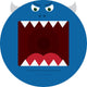 Large round blue monster with sharp teeth Wall Decal
