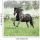 Gorgeous friesian mare running in front of flowering trees Wall Mural
