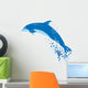 Blue dolphin jumping in water splashes Wall Decal