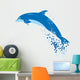 Blue dolphin jumping in water splashes Wall Decal