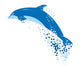 Blue dolphin jumping in water splashes Wall Decal