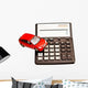 Toy car and calculator over white Wall Decal