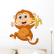 Cute monkey eating banana Wall Decal