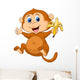 Cute monkey eating banana Wall Decal