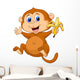 Cute monkey eating banana Wall Decal