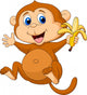 Cute monkey eating banana Wall Decal