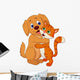 Cute Dog and Cat Embracing Each Other Wall Decal