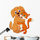 Cute Dog and Cat Embracing Each Other Wall Decal