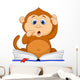 Cute monkey cartoon reading book Wall Decal