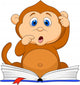 Cute monkey cartoon reading book Wall Decal