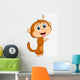 Cute Monkey With Blank Sign Wall Decal