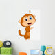 Cute Monkey With Blank Sign Wall Decal