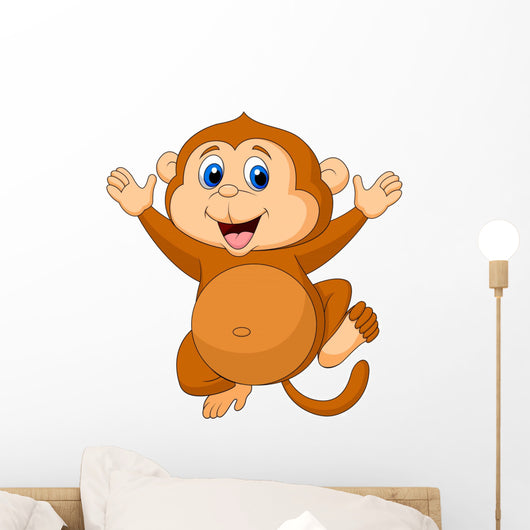 Cute monkey cartoon Wall Decal