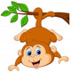Cute monkey hanging on a tree branch Wall Decal
