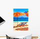 Deck chairs at the beach Wall Mural