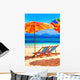 Deck chairs at the beach Wall Mural