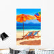 Deck chairs at the beach Wall Mural