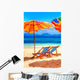 Deck chairs at the beach Wall Mural